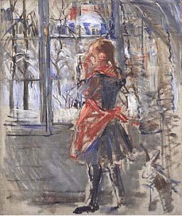 Berthe Morisot L Enfant au Tablier Rouge, a sketch Spain oil painting art